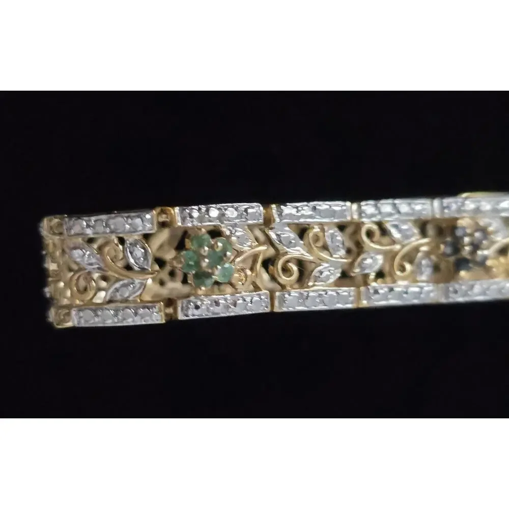 Ross Simons 925 Sterling Silver Gold Vermeil Ruby Emerald Sapphire Bracelet 7.5